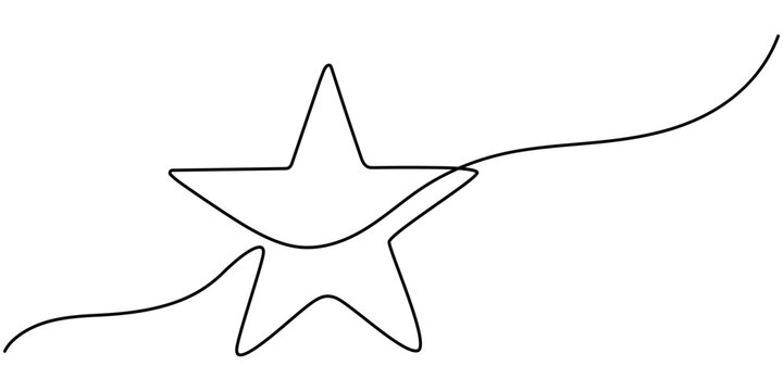 A Star one line drawing on white background, One line  Drawing or illustration of a star, Star Shapes Continuous Line Icon, hand draw doodle stars illustration in continuous line arts style vector