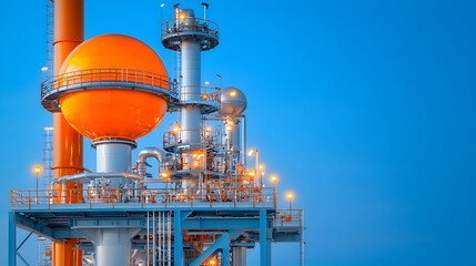 Poster - Illuminated Refinery Skyline with Neon Lights   Futuristic Urban Landscape Showcasing Modern Energy Production Processes and Industrial Facilities