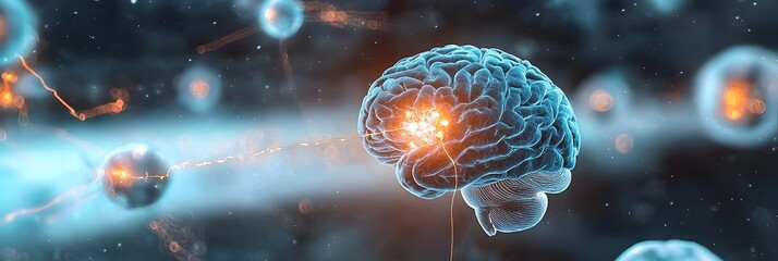 Leinwandbilder - Interconnected neurons firing electric pulses creating a dynamic and intricate network that represents the complex cognitive processes and brain activity
