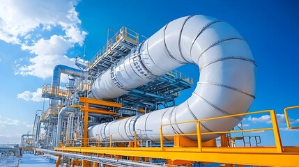 Aufkleber - Intricate pipeline maze weaving through a sprawling refinery complex symbolizing the complexity and interconnectedness of industrial infrastructure and engineering processes