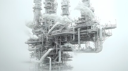 Poster - intricate pipeline maze weaving through refinery structures symbolizing the complexity and interconn