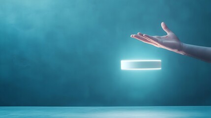 Poster - Magnetic levitation of a small metallic object symbolizing the potential of futuristic technology and innovation in the fields of engineering science and physics