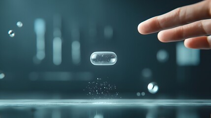Poster - Magnetic levitation of a small object symbolizing the advanced and innovative nature of futuristic technology  This clean minimal
