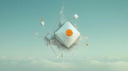 Leinwandbilder - Mesmerizing abstract composition with geometric shapes floating and creating a surreal digital art visual  Elegant modern and futuristic design with vibrant colors and dynamic movement