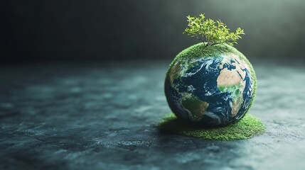 Poster - Modern Earth Day concept ecofriendly globe sleek green and blue tones simple minimalist style Focus on environmental protection clean design emphasizing sustainable living and ecology