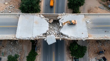Poster - midair bridge splitting in defiance of gravity surreal architectural masterpiece challenging convent
