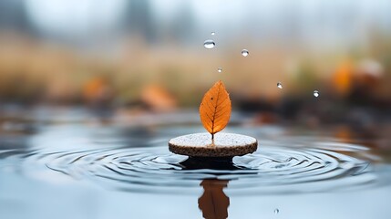 Poster - Peaceful and serene landscape reflected in a tranquil water surface creating a dreamy and mesmerizing effect with delicate ripple patterns and a calming atmospheric ambiance