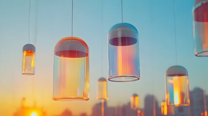 Leinwandbilder - Prismatic Flare Patterns Through Hanging Glass Prisms Produce Vibrant Rainbow Reflections and Dazzling Optical Illusions  Ethereal Magical and Surreal Lighting Effects