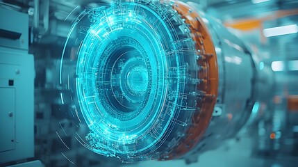 Poster - Rotating industrial machinery gears and pipes captured in close up motion within an oil and gas refinery plant  The dynamic