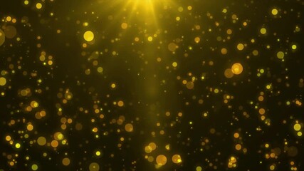 Wall Mural - abstract gold bokeh background with glowing lights and a ray of light.