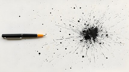Poster - Spilled ink with a pen lying beside a visual representation of making mistakes problem solving and the creative process