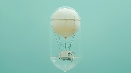 Poster - Surreal image of air balloons gracefully floating inside a glass of water defying the normal scale and space constraints creating a dreamlike and calming atmosphere