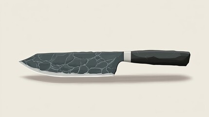 Cracked Black Knife with a Silver Band