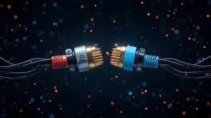 Aufkleber - Two electrical plugs placed side by side disconnected and awaiting to be reconnected representing the concept of restoring power connectivity and functionality