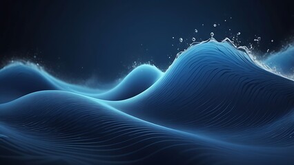 Poster - Abstract digital artwork illustration background featuring smooth, flowing lines and curves in varying shades of blue, ranging from deep navy to bright cyan, creates a sense of movement and fluidity