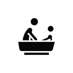 Poster - Mother washing baby in bath tub icon web design in vector