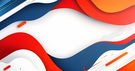 Fototapete - Red, blue, and white background with abstract shapes vector presentation banner template design concept. 