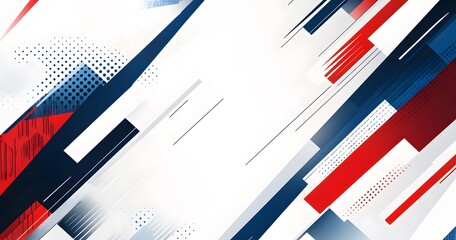 Red, blue, and white background with abstract shapes vector presentation banner template design concept. 