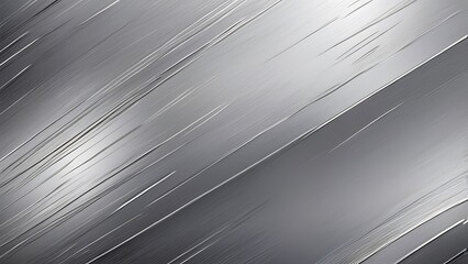 Poster - abstract digital artwork featuring a sleek, metallic texture with a diagonal linear pattern, appears smooth and reflective, with varying shades of silver and gray creating a sense of depth