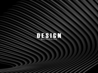 Abstract futuristic dark black background with wave design. Realistic 3d wallpaper with luxurious flowing lines. Perfect background for posters, websites, brochures, banners, applications, etc.