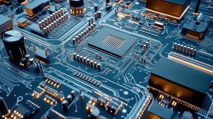 Aufkleber - Close-up of a Circuit Board with Integrated Components