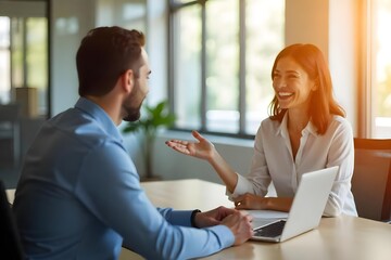 Busy happy business woman professional bank manager lawyer attorney consulting client on finances management. Female executive speaking to colleague working at office corporate meeting.