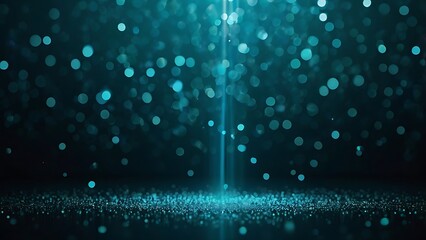 Aufkleber - Abstract digital artwork featuring a dynamic composition of glowing blue and teal bokeh circles against a dark background, vary in size, creating a sense of depth and movement across the image