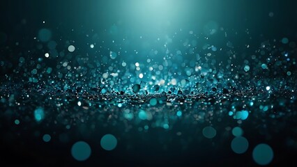 Aufkleber - Abstract digital artwork featuring a dynamic composition of glowing blue and teal bokeh circles against a dark background, vary in size, creating a sense of depth and movement across the image