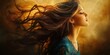 © Ali - Woman with flowing hair, closed eyes, looking away.