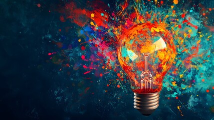 Wall Mural - a light bulb surrounded by colorful paint splatter