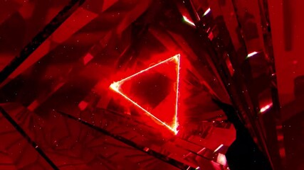 Wall Mural - Abstract red triangle with glowing light in a dark background.