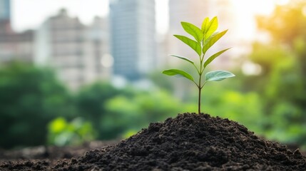 Poster - Sustainable development initiatives focusing on creating a balance between economic growth, environmental conservation, and social equity