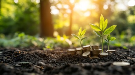 Poster - Sustainable development initiatives focusing on creating a balance between economic growth, environmental conservation, and social equity