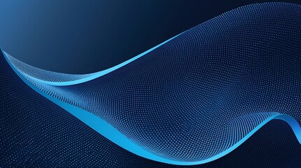 Aufkleber - Abstract digital artwork illustration featuring a flowing wave like pattern against a dark blue background consists of a series of fine, interconnected lines forming a mesh texture