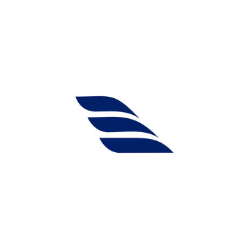 elevate air plane logo icon letter E simple tail with the shape of a letter