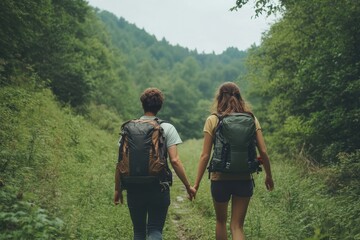 Young couple hiking in nature