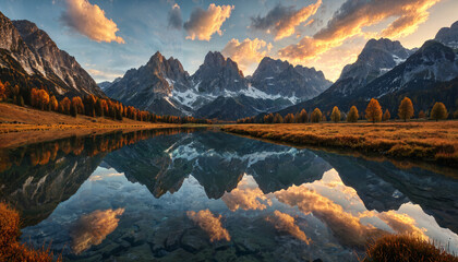  Reflets des montagnes au crépuscule