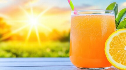 Refreshing Citrus Drink on Bright Sunny Day