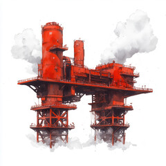 Canvas Print - Industrial Watercolor Illustration.