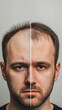 © paco - Before and after comparison of a man's hair restoration treatment, showing significant improvement in hair density. This side-by-side visual highlights the effectiveness of hair transplant procedures
