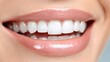 ©  Shomixer - A captivating close-up image of a bright smile showcasing perfectly aligned, clean teeth, epitomizing oral hygiene excellence and radiant, confident expressions.