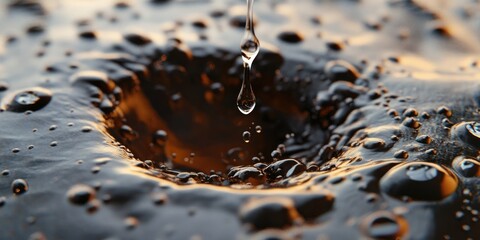 Poster - Fantasy textures and patterns on the drink's surface formed by a water drop falling from a height.