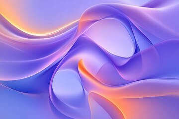 Abstract fluid shapes in shades of purple and blue, creating an elegant and futuristic wallpaper for mobile phone screens. The background is a gradient of soft blues with subtle hints of orange to add