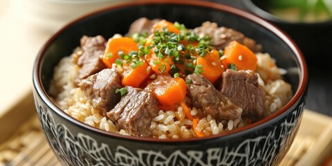 Poster - Japanese cuisine, Beef and carrot Takikomigohan mixed rice