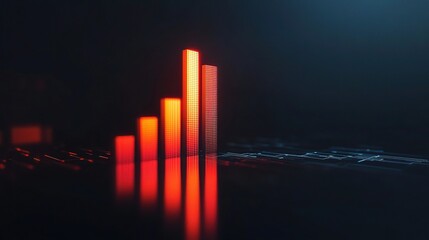 Poster - Abstract Red Scale Bars on Dark Background