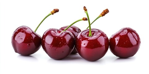 Poster - Several sweet cherries on a white background.