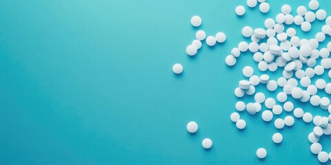 Aufkleber - Medical, pharmacy, and healthcare concept. Rise in the number of cases in the population. Pharmaceutical medicine tablets on a blue background.