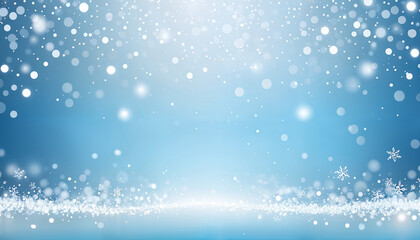 Wall Mural - light blue gradient winter background with snowflakes