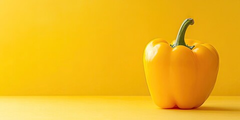 Canvas Print - Close-up of a yellow bell pepper on a yellow paper background.