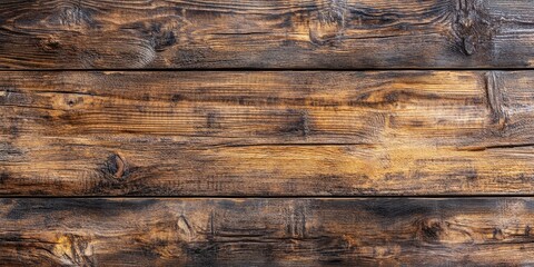 Aufkleber - Brown rustic wooden backdrop featuring an aged texture. Top view of an empty table, copy space.